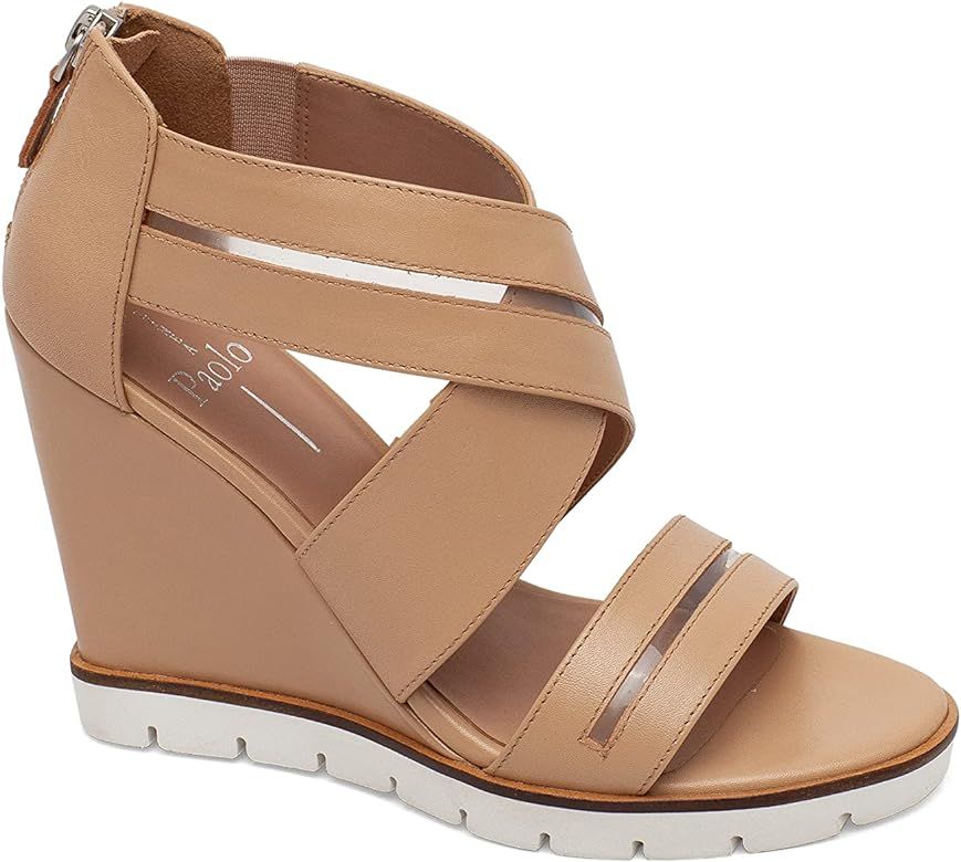 Linea Paolo - ELANA - High Wedge Leather Cage Sandal with Vinyl Details | Amazon (US)