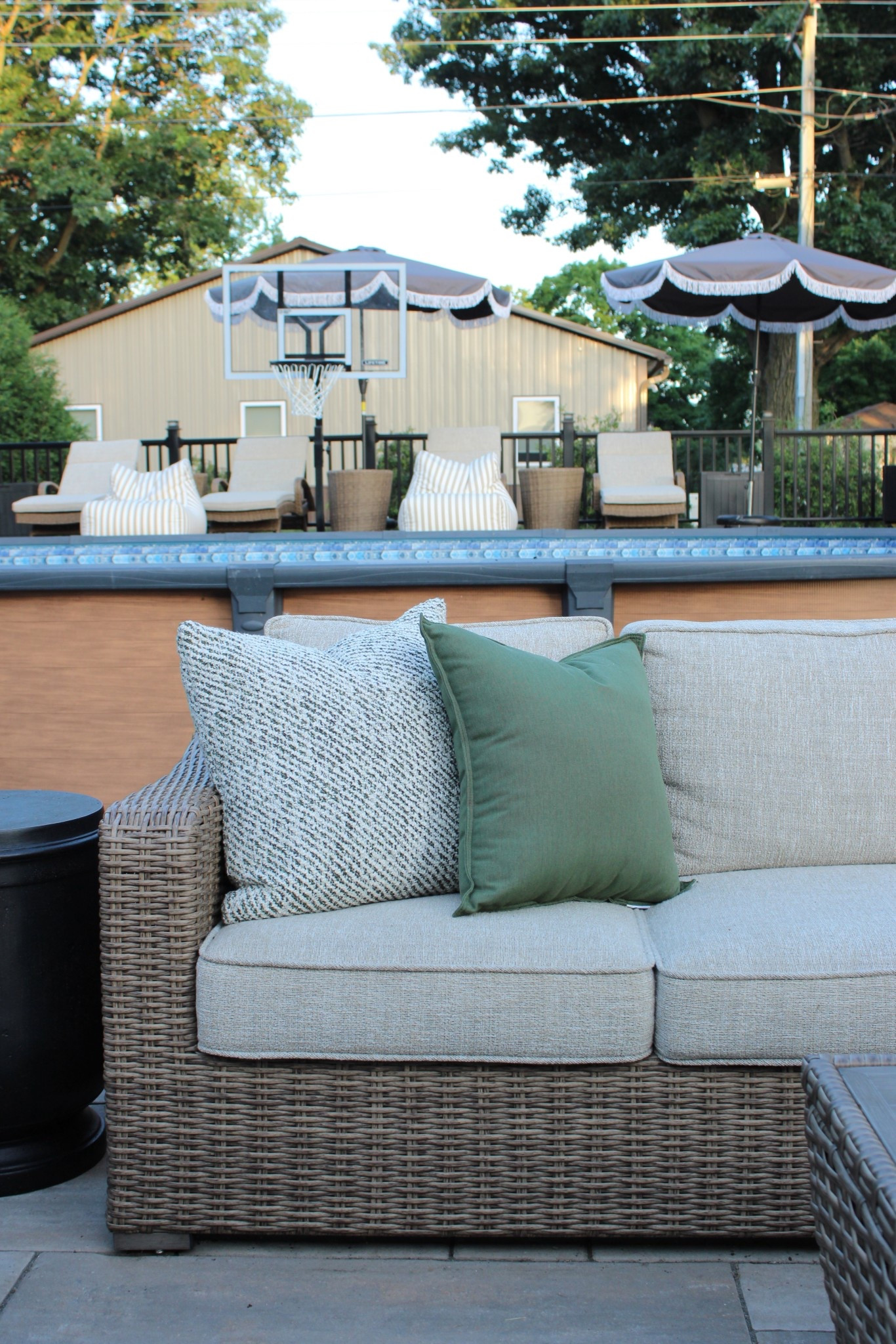 Above Ground Pool Deck

Outdoor Tanning Area | Outdoor Bean Bag Chair | Outdoor Couch | Wicker Furniture | Beige | Neutral | Gray | Green | Outdoor Chaise Lounge with Cushion | Outdoor Accent Table | Side Table | Fringe Tilt Umbrella | Outdoor Sunbrella Pillows | 

#LTKHome #LTKSeasonal