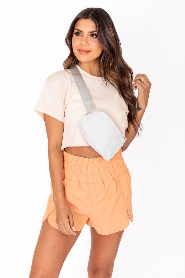 Errands To Run Orange High Waisted Athletic Shorts | Pink Lily
