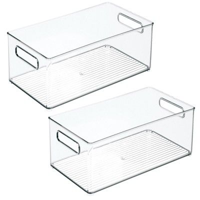 mDesign Plastic Kitchen Food Storage Bin with Handles, 6" Wide, 2 Pack - Clear | Target