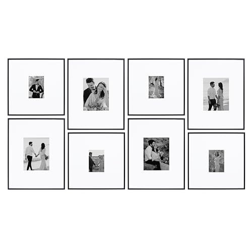 Camden Reed Arcadia 8 Piece Oversized Gallery Wall Frame, 16x20 and 16x16 Inch Matted Frames for Featuring 8x10 and 5x7 Inch Photographs or Art Prints, Black Finish | Amazon (US)