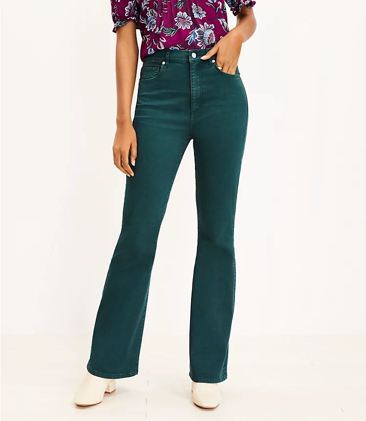 High Rise Flare Jeans in Antique Jade | LOFT