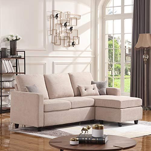 HONBAY Convertible Sectional Sofa, L Shaped Couch with Linen Fabric, Reversible Sectional Sofa Co... | Amazon (US)