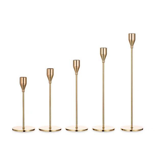 Nuptio Gold Candlestick Holders for Taper Candle Set of 5 Tall Metal Candle Holder Bundle - Walma... | Walmart (US)