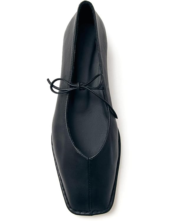 Lace Up Square Toe Ballet Flats for Women Cute Bow Slip On Mary Jane Flats Casual Ballerina Shoes | Amazon (US)