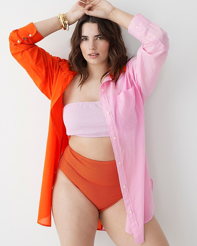Button-up beach shirt in colorblock | J. Crew US