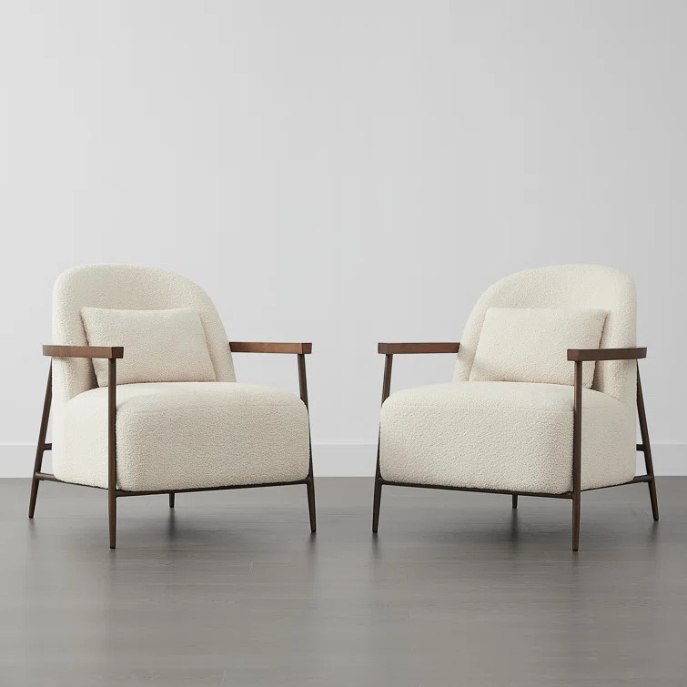 Ashwanth 27" Wide Upholstered Faux Sherpa Accent Chair With Lumbar Pillow | Wayfair North America