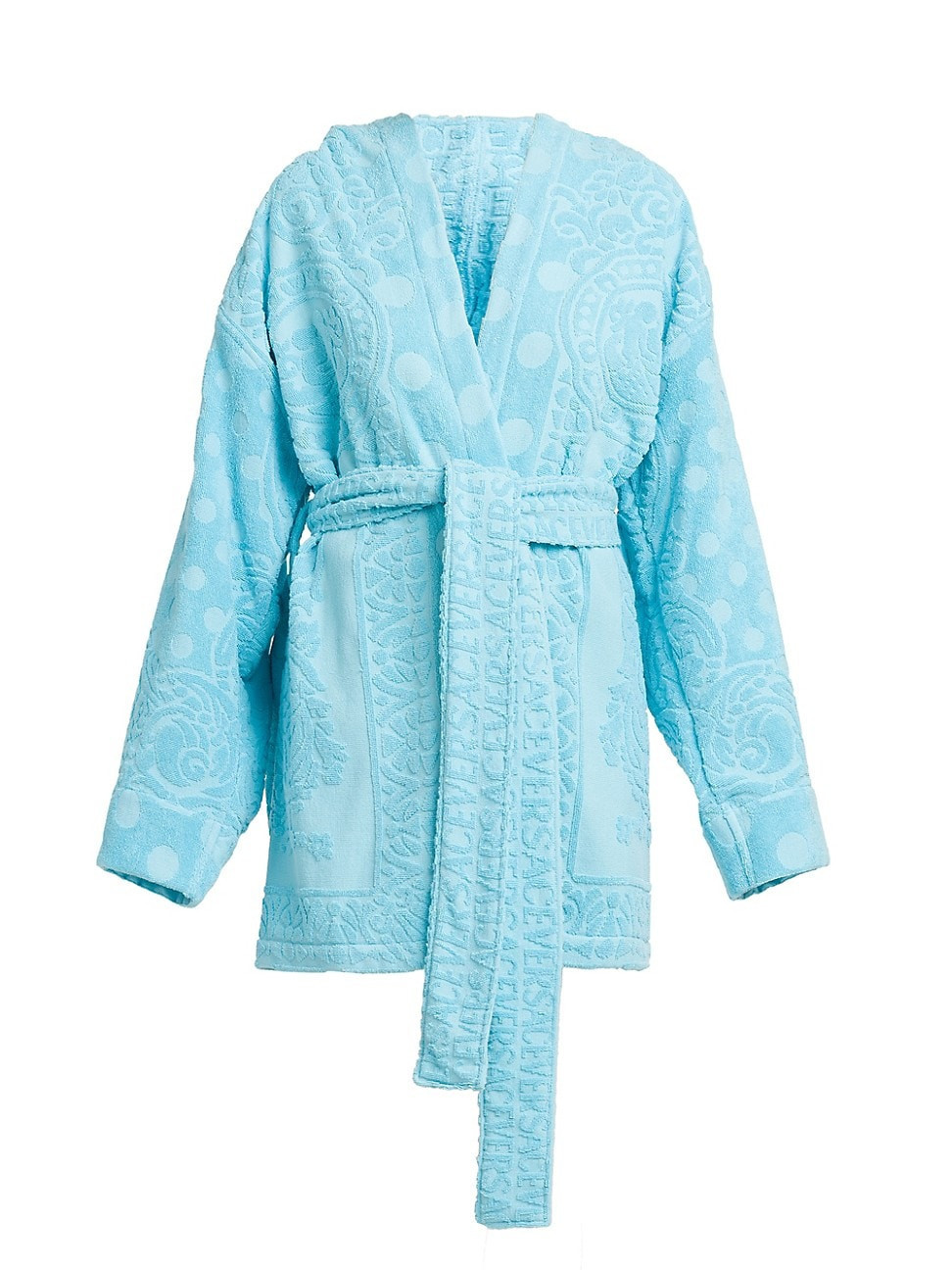 Women's Belted Terry Jacquard Robe - Azur - Size Small | Saks Fifth Avenue