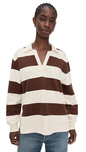Z SUPPLY Women's Rugby Henley, Sandalwood, Brown, Stripe, XS | Amazon (US)