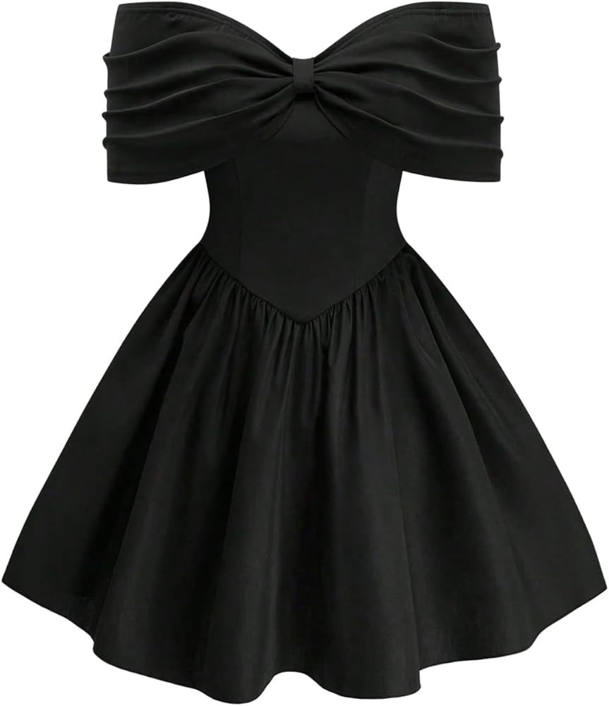 SOLY HUX Women's Plus Size Dress Off The Shoulder Short Sleeve Ruched A Line Flared Cocktail Part... | Amazon (US)