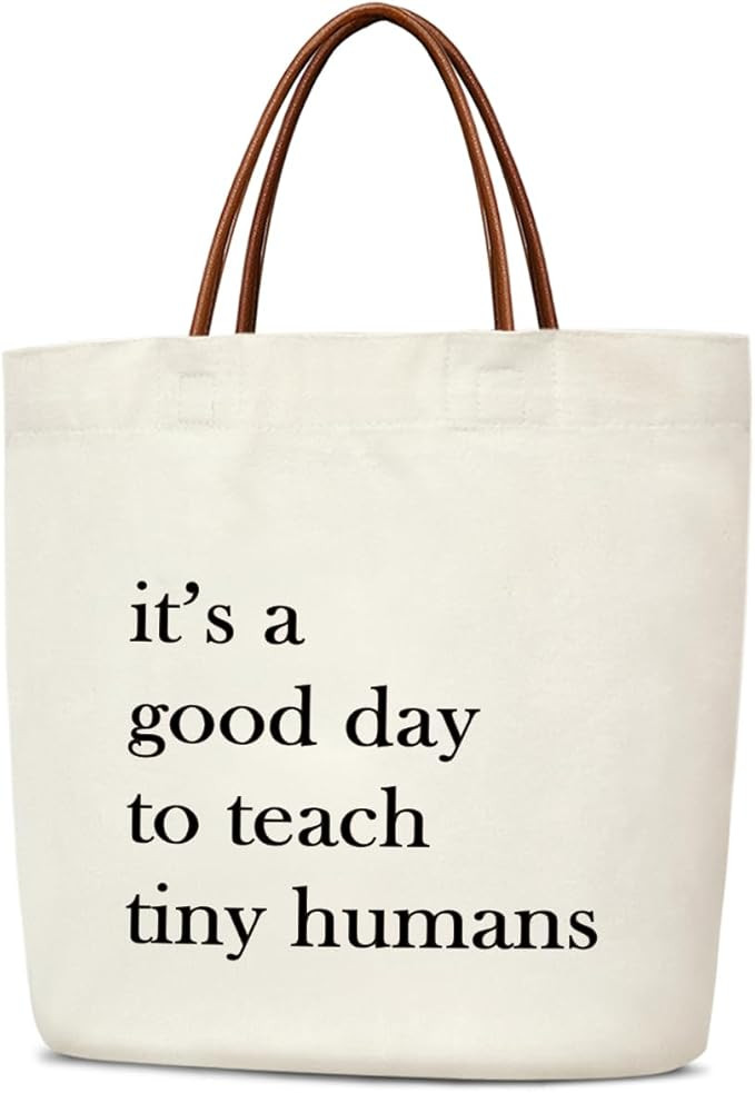 Canvas Tote Bag for Women, Birthday Gifts, Aesthetic Reusable Grocery Shopping Bags With Leather ... | Amazon (US)