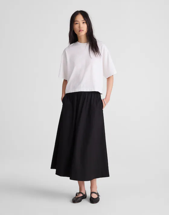 A-Line Midi Skirt in Poplin | Madewell