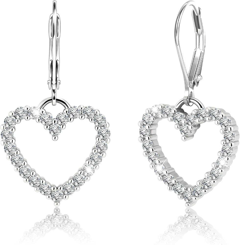 925 Sterling Silver Heart Dangle Earrings, Hypoallergenic Gold ALEXCRAFT Dangling Drop Earring fo... | Amazon (US)