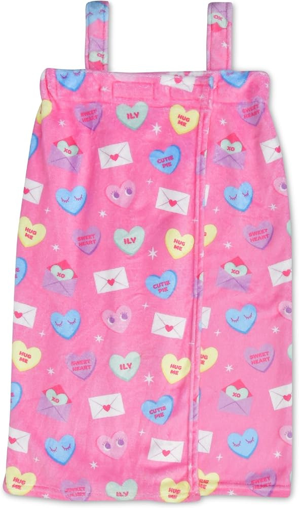 iscream Big Girls' Silky Soft Plush Spa Wrap for Home, Travel, Summer Camp - Hearts & Flowers Col... | Amazon (US)