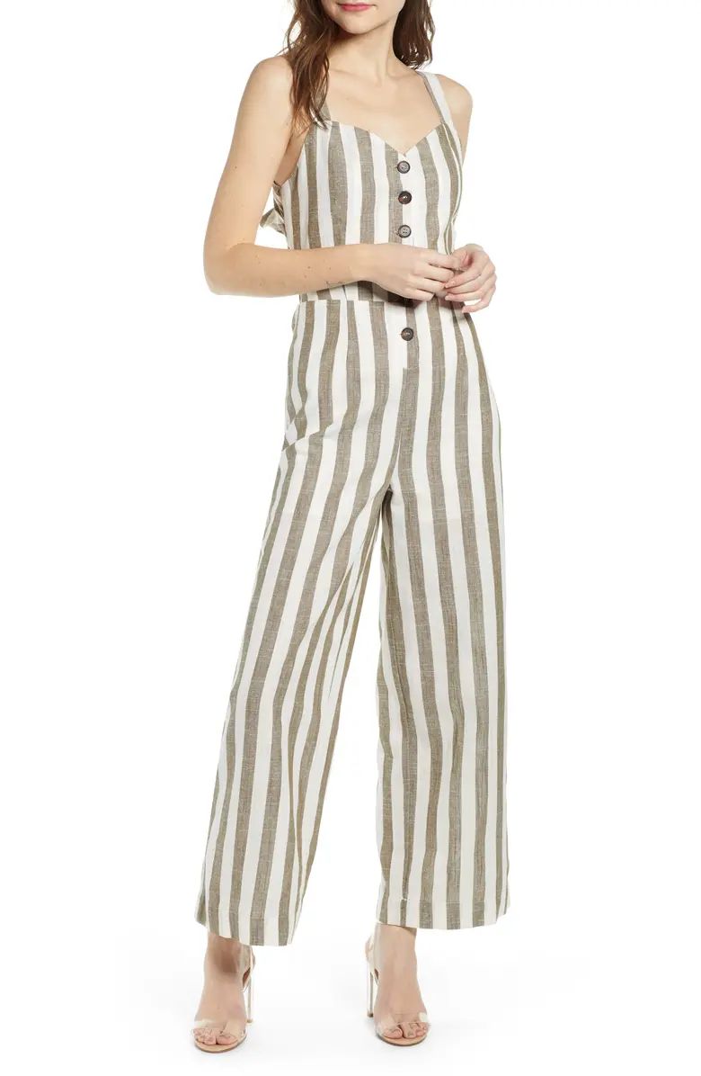 Stripe Cotton & Linen Jumpsuit | Nordstrom