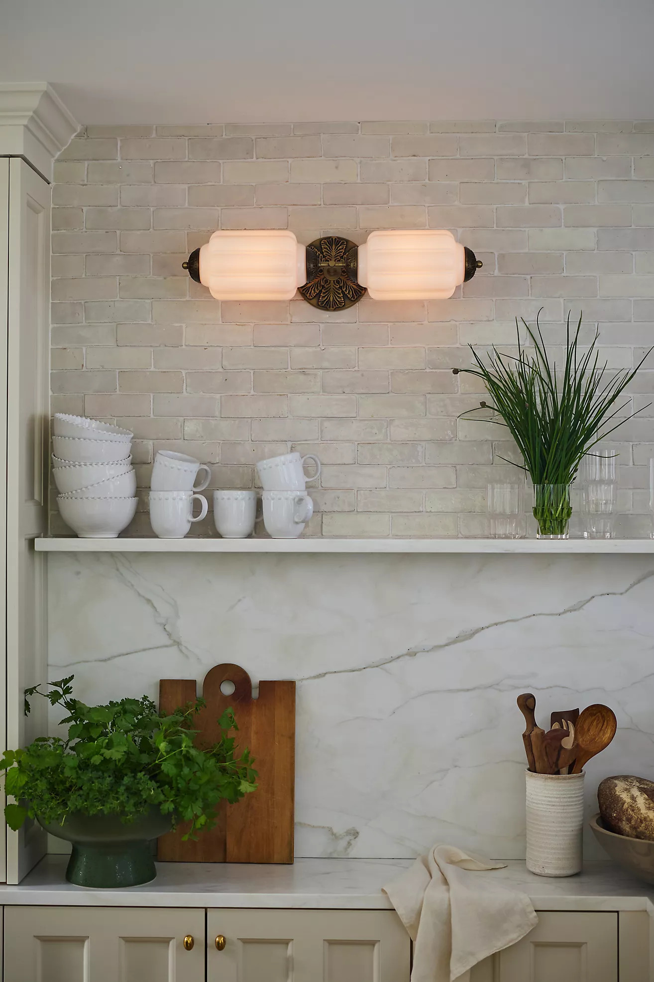 The Eloise Scallop Milk Glass Vanity Sconce Wall Light | Anthropologie (US)