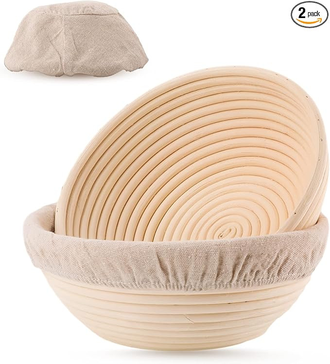 Joyyy Sourdough Bread Proofing Baskets with Liner, Dough Rising Ratten Bowl for Bread Making and ... | Amazon (US)