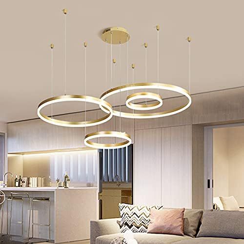 LITFAD Gold Bubble Ring Chandelier Simple 4-Head Acrylic LED Ceiling Pendant Light Modern Dining ... | Amazon (US)