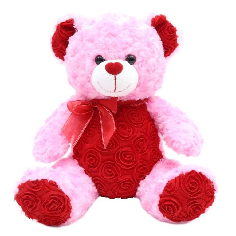Valentine's Day 14" Pink Teddy Bear Plush by Way To Celebrate | Walmart (US)