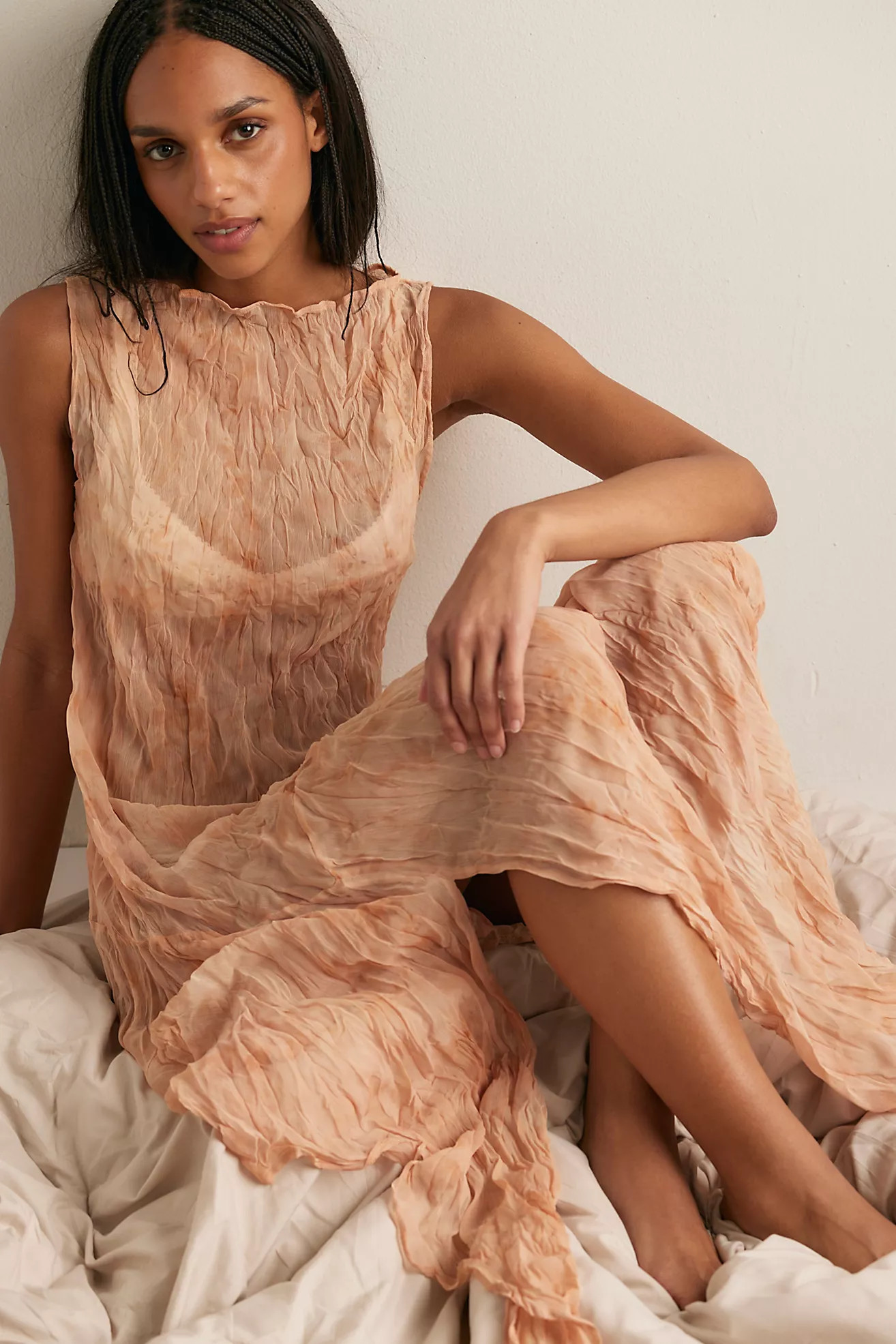 ESTHE Sheer Crinkle Hanky Hem Slip | Free People (Global - UK&FR Excluded)