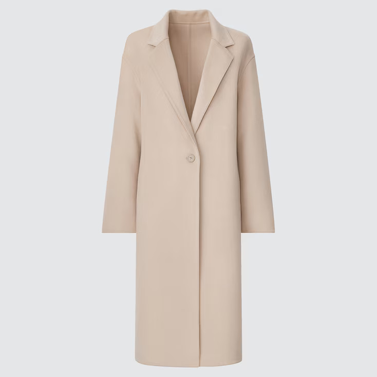 UNIQLO Women's Double Face Chester Long Coat, Natural, L | UNIQLO (US)