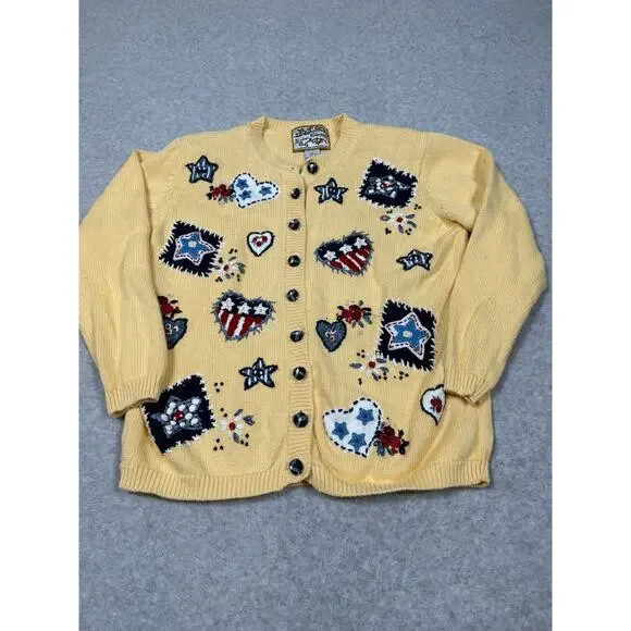 Vintage Heirloom Collectibles Womens Size S 4th Of July Yellow Sweater | Poshmark