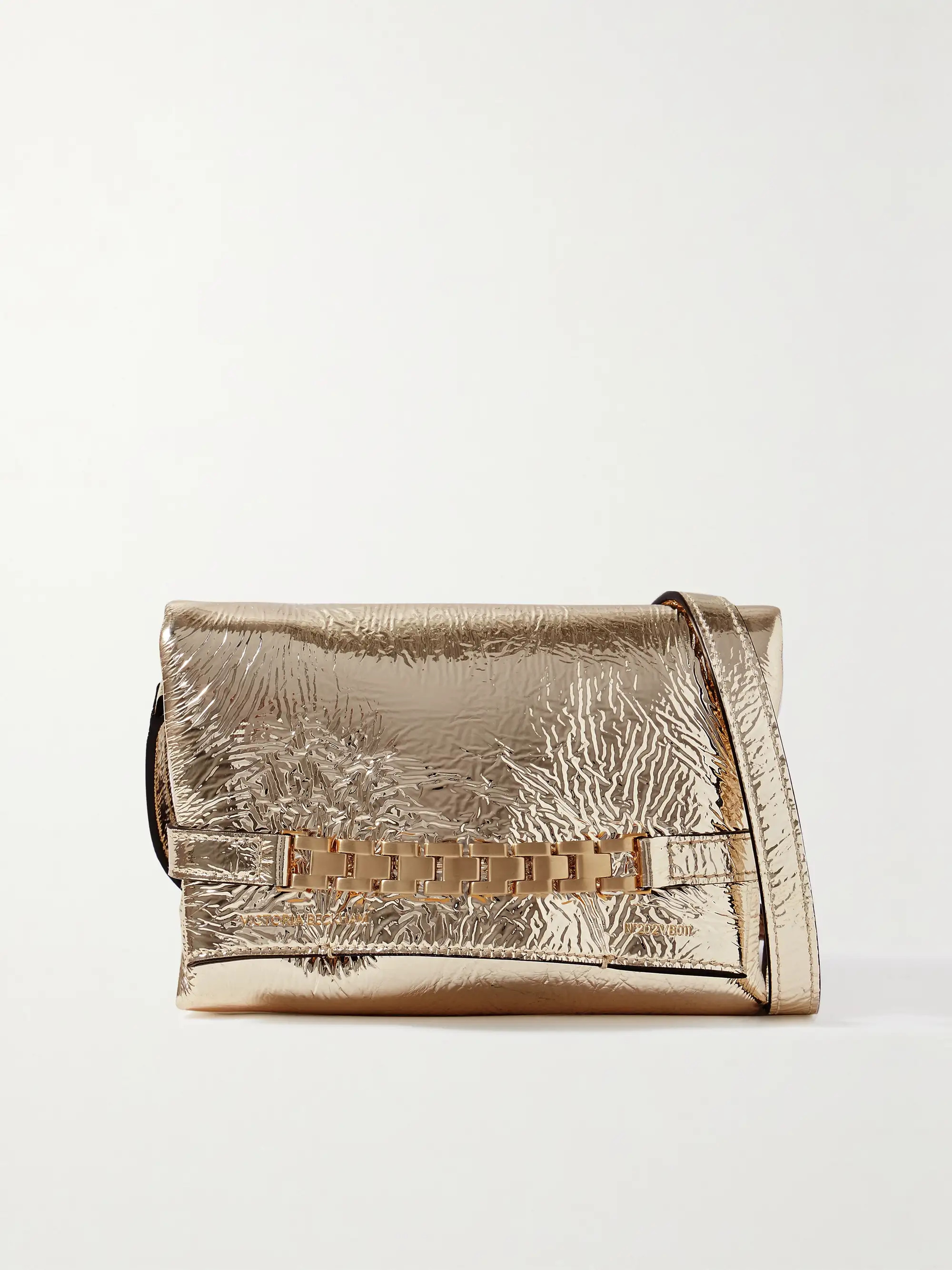 Embellished metallic crinkled-leather shoulder bag | NET-A-PORTER (UK & EU)
