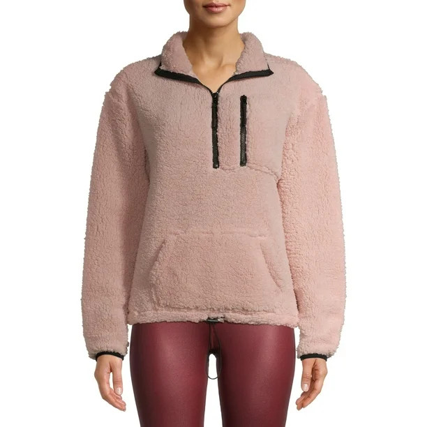 No Boundaries Juniors' Cinched Waist Half-Zip Sherpa Pullover | Walmart (US)