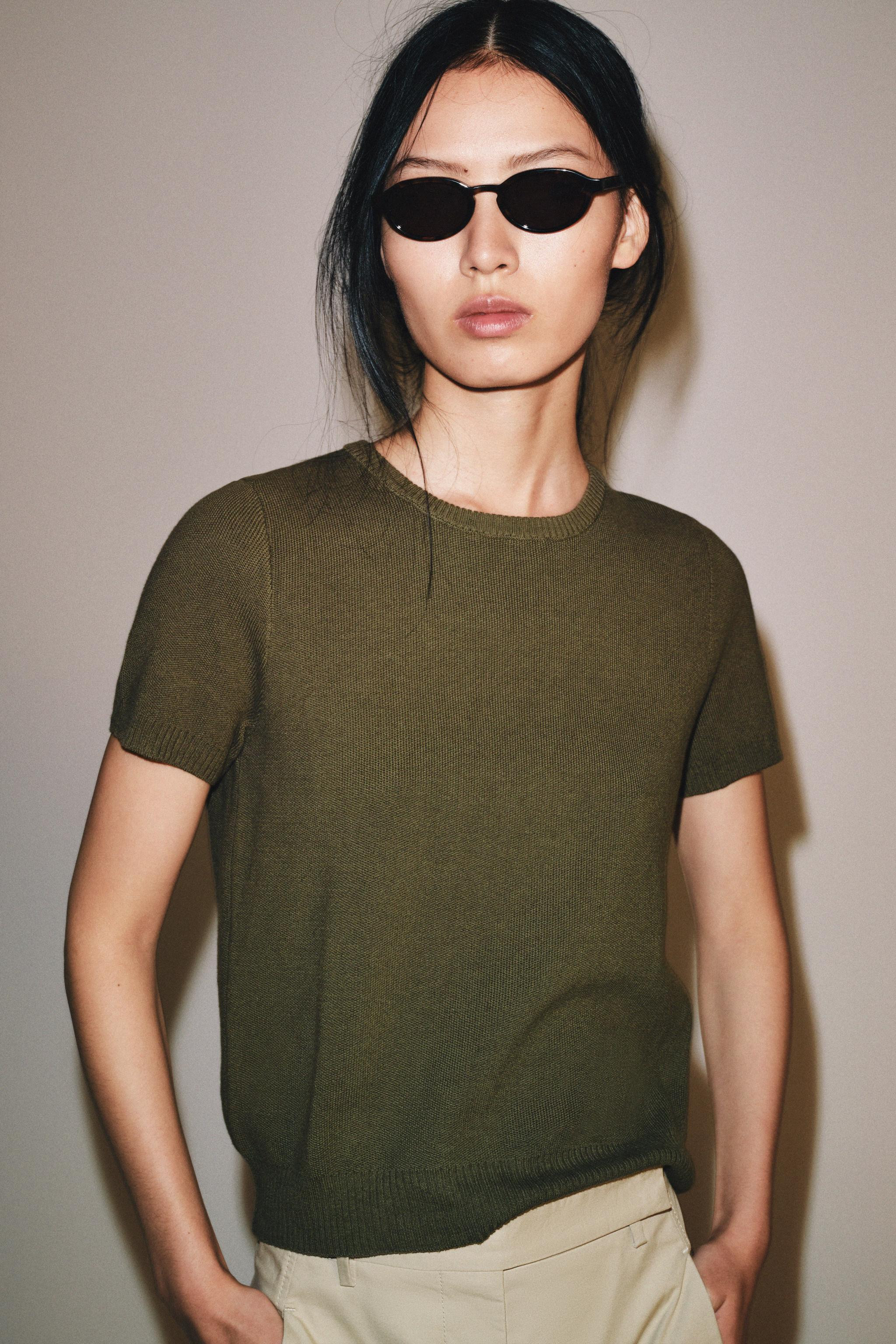SHORT SLEEVE KNIT TOP | Zara UK