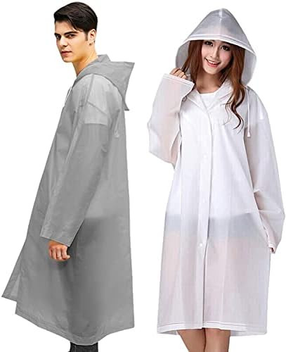 HCOMTHOL 2 Pack EVA Raincoat Portable Reusable Rain Poncho for Adults Unisex Rainsuit with Hood Hiki | Amazon (US)