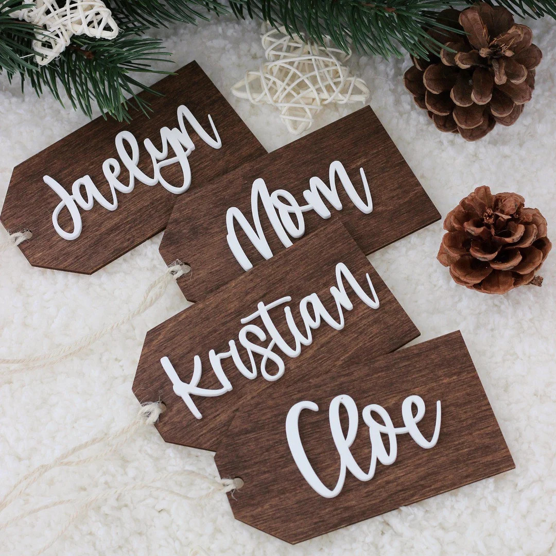 Stocking Personalized Tags Custom Christmas Tags Laser Cut - Etsy | Etsy (US)