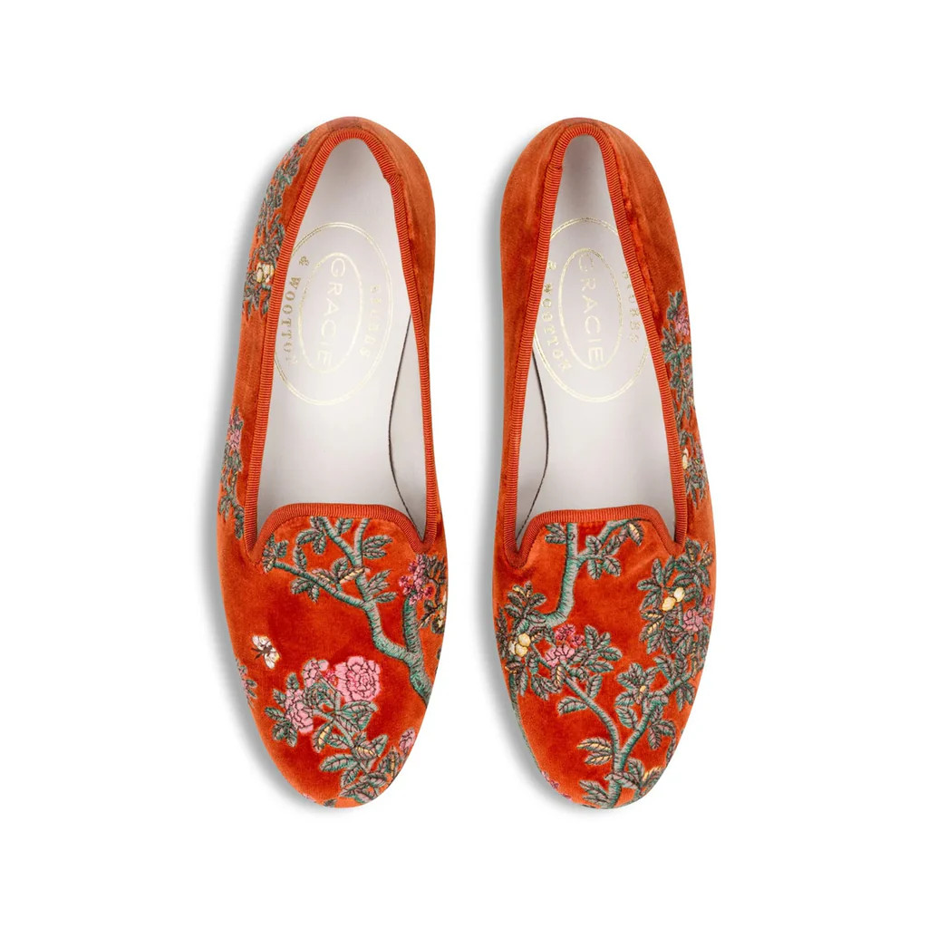 Marble Shimmer Rust Velvet Slipper | Over The Moon