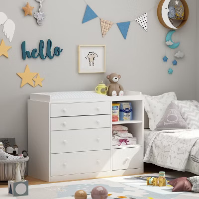 Famapy White Changing Table With 2 Shelves and 5 Storage Drawers Dresser Nursery Furniture Baby Dresser | Target