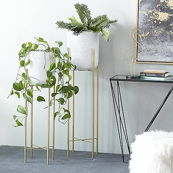 Deco 79 Metal Indoor Outdoor Planter Deep Recessed Dome Speckled Large Planter Pot with Removable... | Amazon (US)