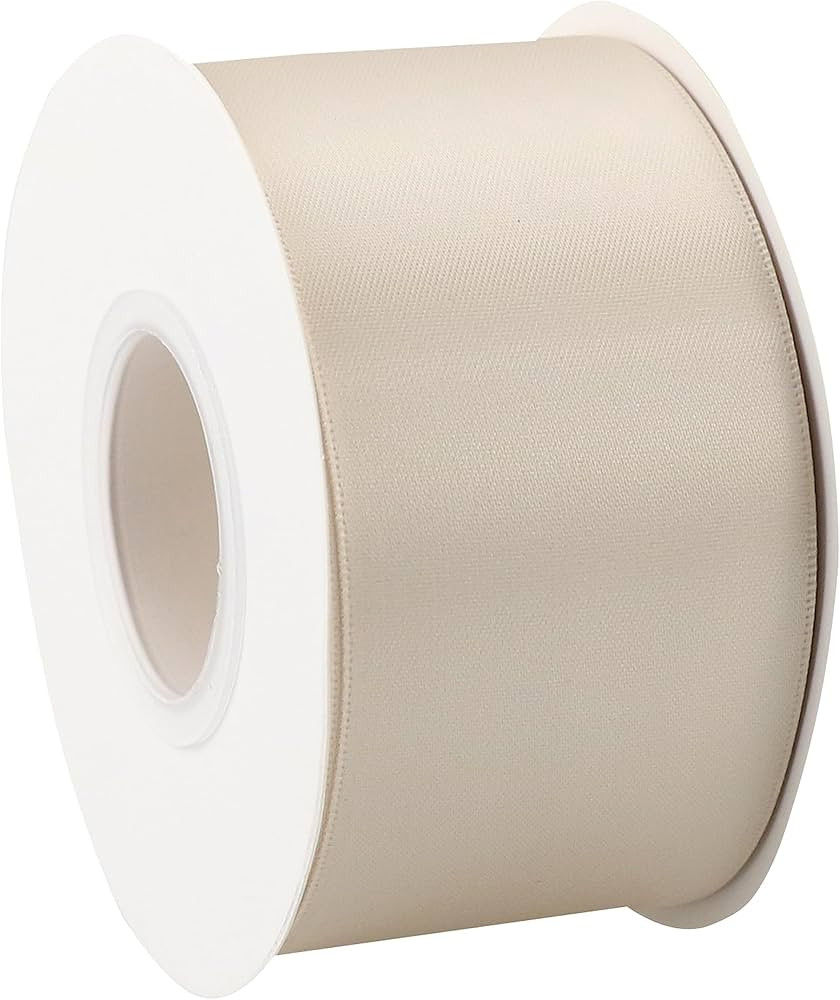 DINDOSAL Champagne Ribbon 2 Inch Double Faced Satin Ribbon Thick Nude Champagne Silk Ribbon for W... | Amazon (US)