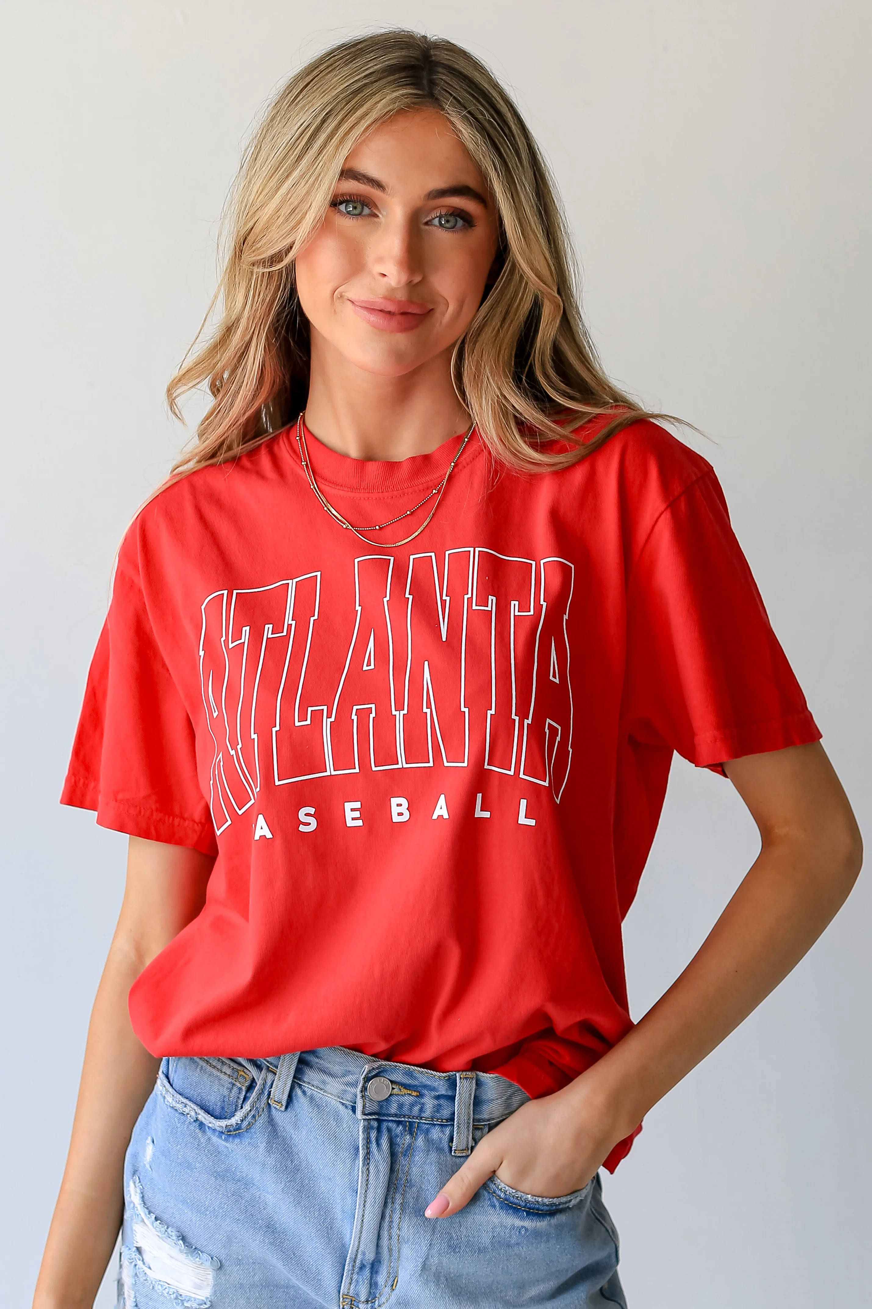 Red Atlanta Baseball Block Letter Tee | Dress Up