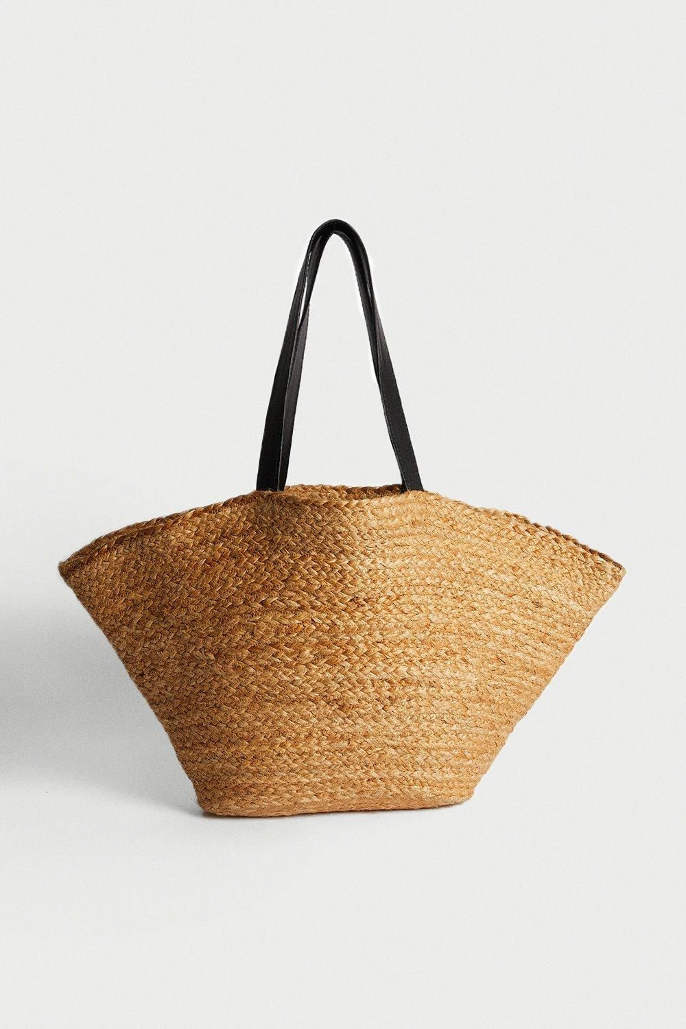 Oversized Straw Fan Shopper | Warehouse UK & IE