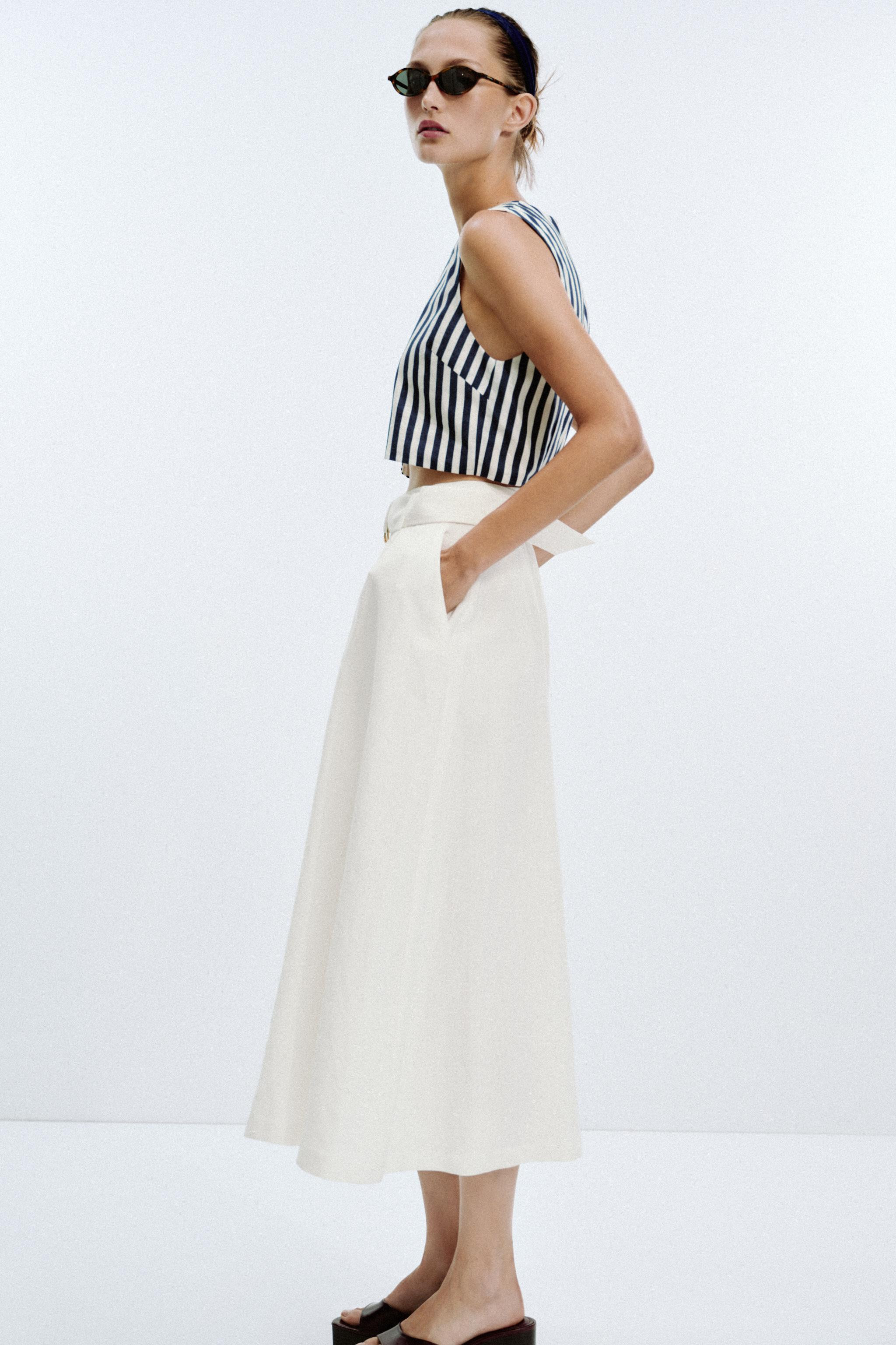 LINEN BELTED COMBINATION MAXI DRESS | Zara US