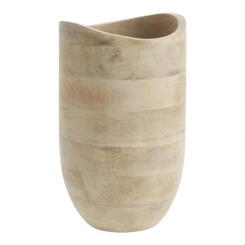 CRAFT Large Whitewash Mango Wood Vase | World Market