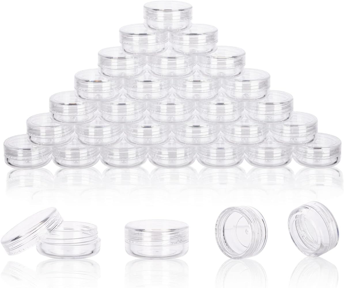 3 Gram Sample Containers with Lids, 50 Count Clear Sample Jars, Empty Lip Balm Containers, Mini C... | Amazon (US)