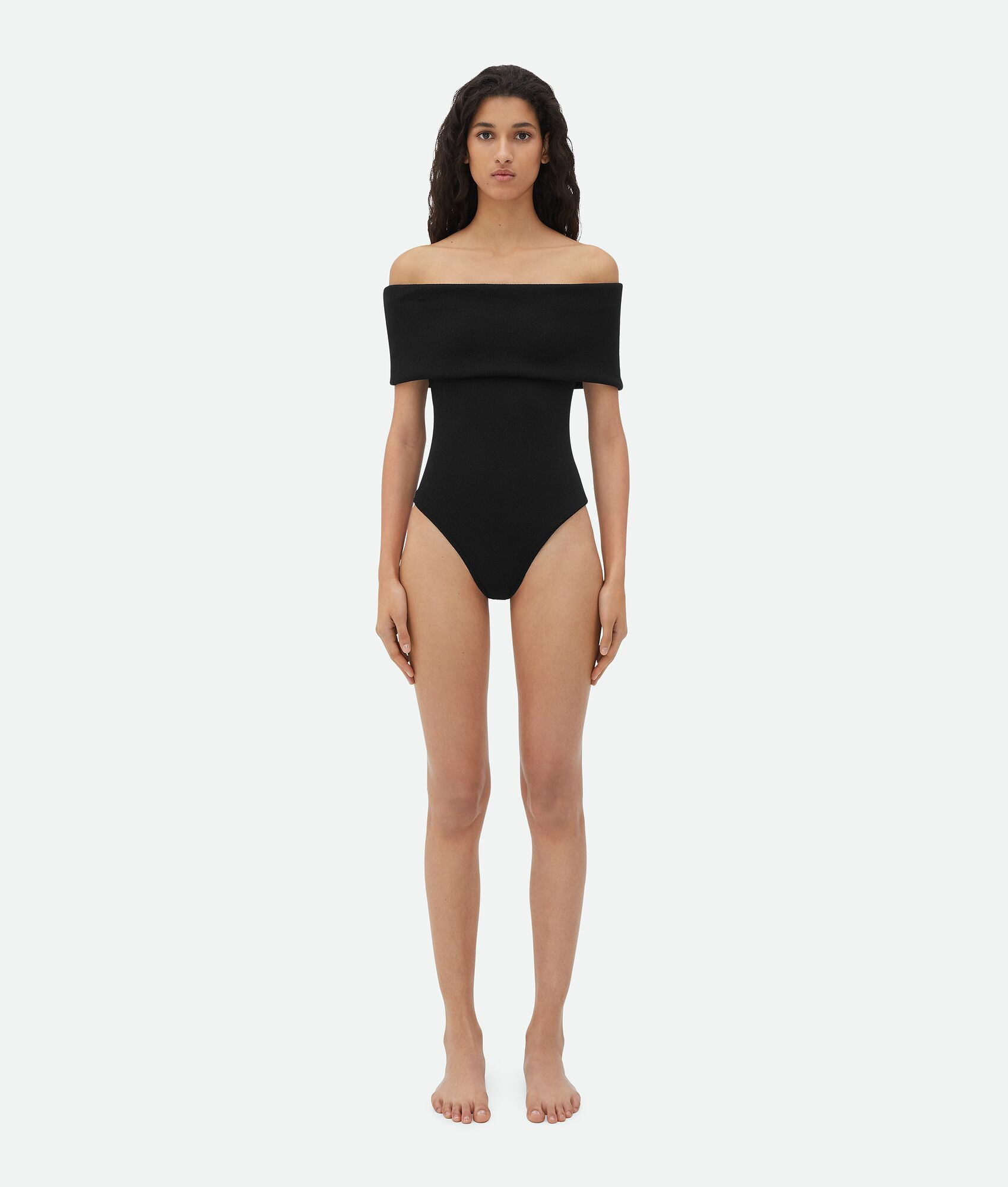 Stretch Nylon Off-The-Shoulder Swimsuit | Bottega Veneta