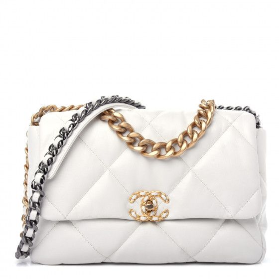 Goatskin Quilted Large Chanel 19 Flap White | Fashionphile