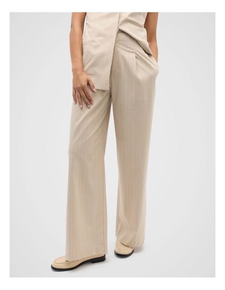 Seed HeritagePinstripe Pleat Pant in Latte Pinstripe | Myer