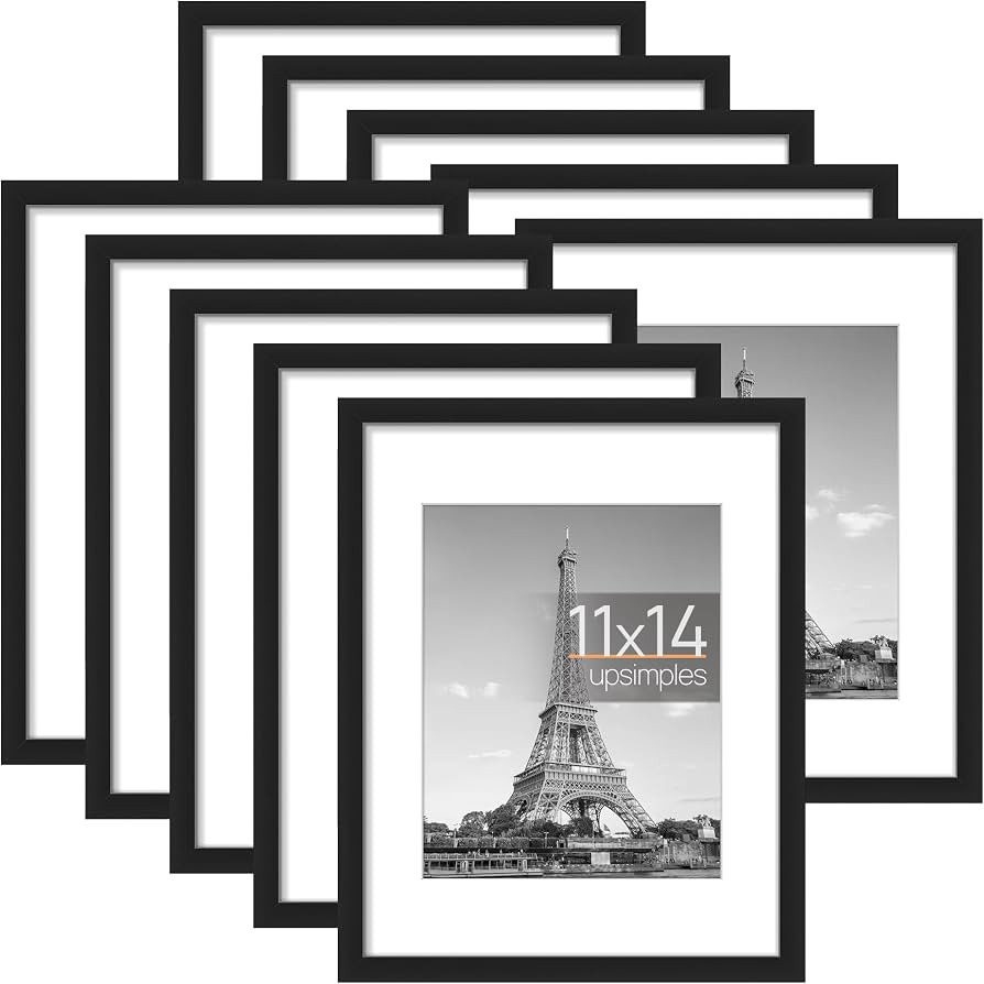 upsimples 11x14 Picture Frame Set of 10, 8x10 with Mat or 11x14 Without Mat, Multi Photo Frames C... | Amazon (US)