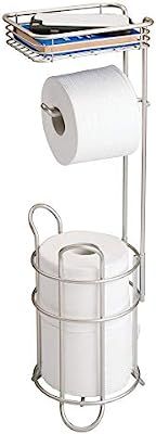 mDesign Freestanding Metal Wire Toilet Paper Roll Holder Stand and Dispenser with Storage Shelf f... | Amazon (US)