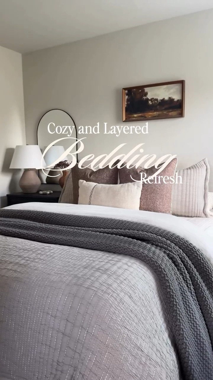 perfectly cozy and layered 🤍 @onequince @woven.nook comment shop for links! 🤍 #homeinspo #bedroominspo #cozybedroom #bedding #bedroomstyle