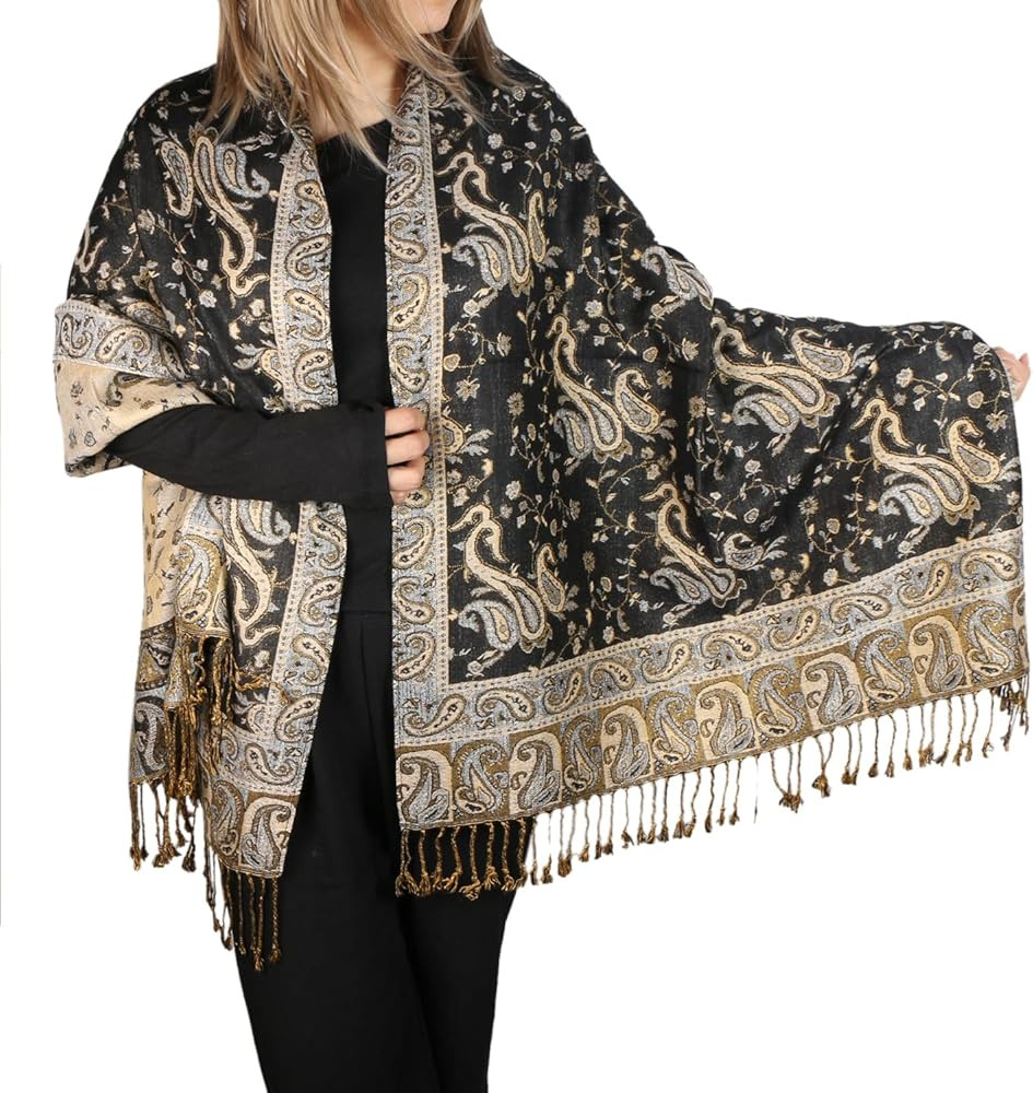 TZ Promise Pashmina Scarf with Vintage Tapestry Style Rainbow Luxury Paisley Pattern Wrap Shawl | Amazon (US)