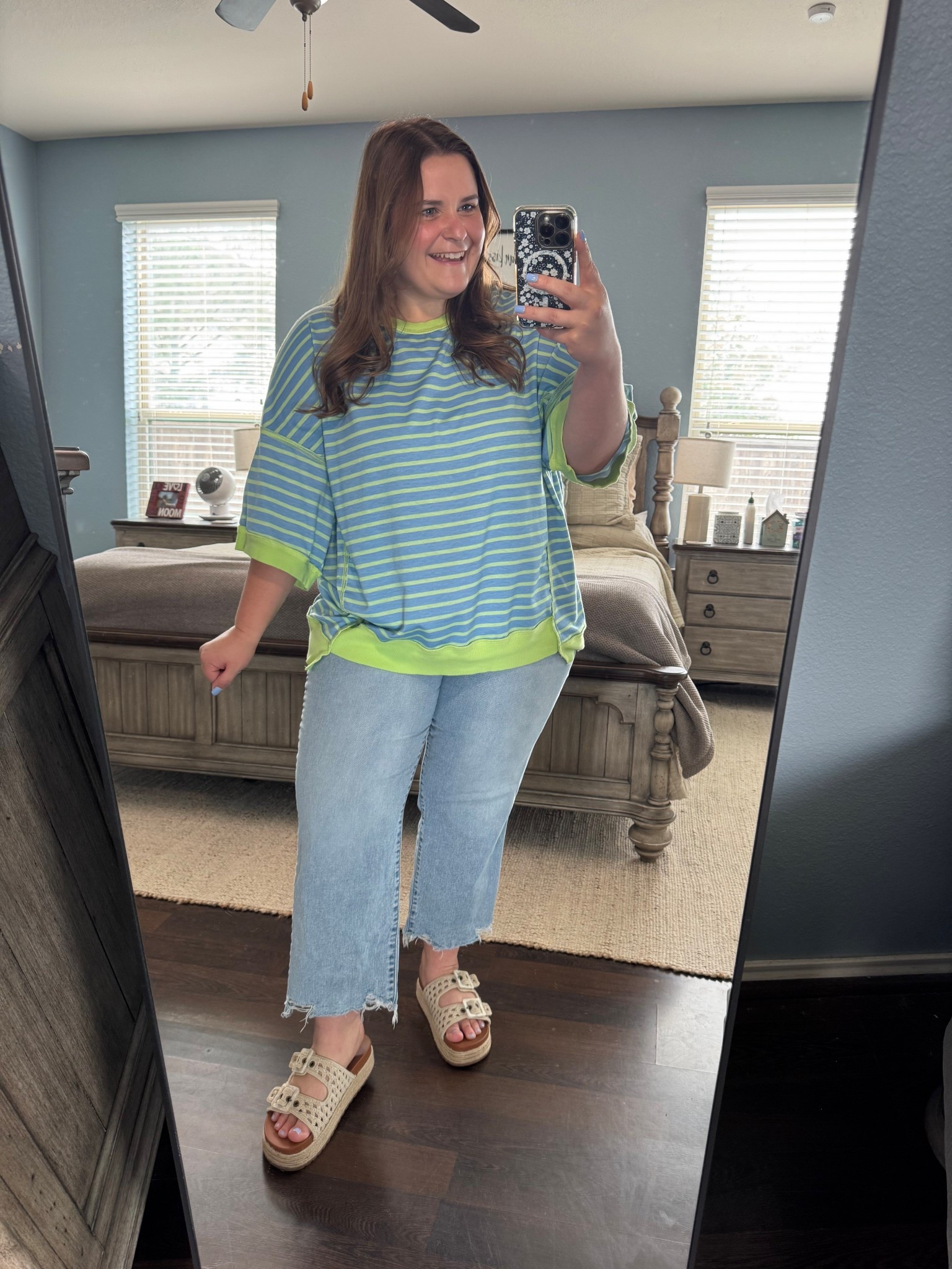 Casual, cute, and comfy spring outfit. I’m 5’1 and a size 16 wearing an xxl in this Amazon top. A 16 in these Walmart jeans. And I finished the look with Walmart sandals. Perfect for spring and summer! 

#LTKMidsize #LTKootd #LTKPlusSize