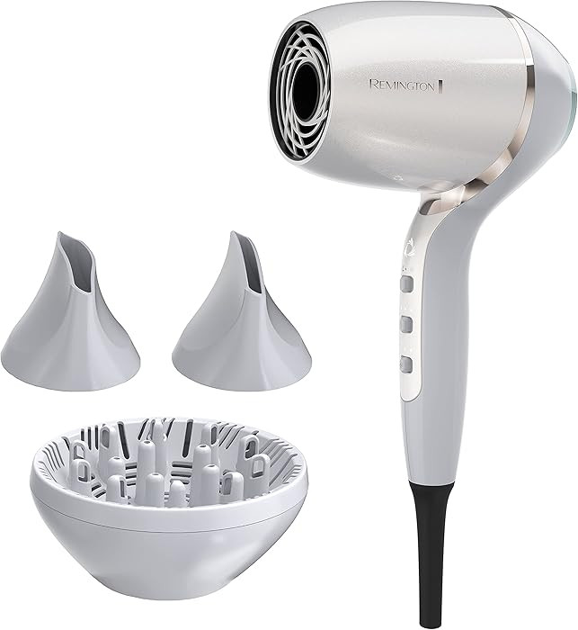 Remington PROLUXE HydraCare Hair Dryer with Diffuser, Pearl White/Gray, 1875 Watts of Drying Powe... | Amazon (US)