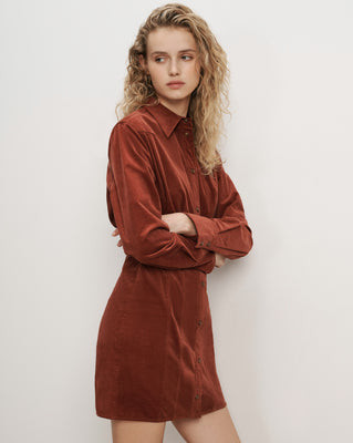 Veronica Beard Evren Corduroy Mini Dress Rust | Veronica Beard